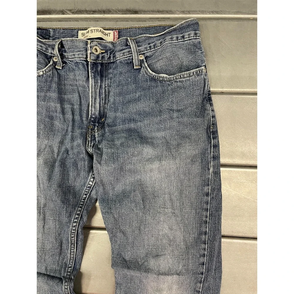VTG Levis 514 Jeans Mens 34X30 Blue Medium Wash Denim Slim‎ Straight Distressed
